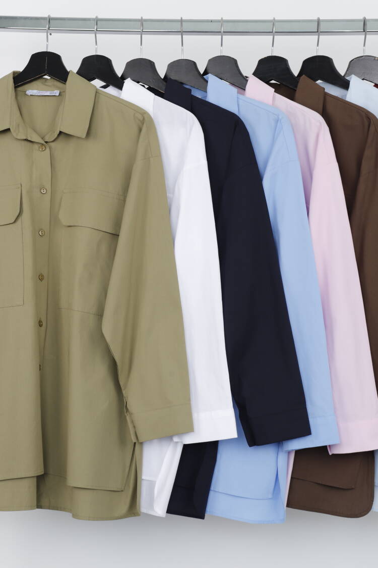 Khaki Casual Modest Buttoned Shirt - Brand: Cream Rouge - Women & Kids, Baby Clothes Wholesale - Globality Store