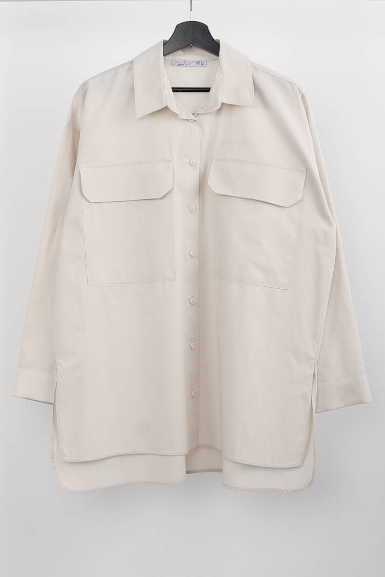 Casual Oversized Polo Neck Shirt - Brand: Cream Rouge - Women & Kids, Baby Clothes Wholesale - Globality Store