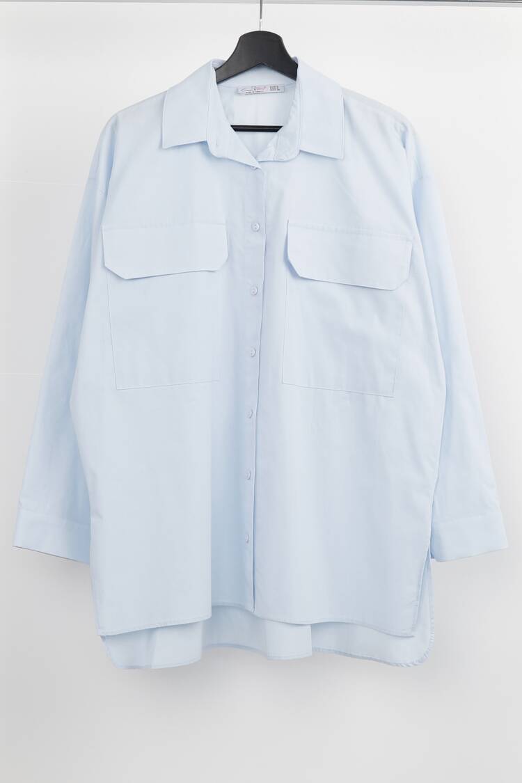 Khaki Casual Modest Buttoned Shirt