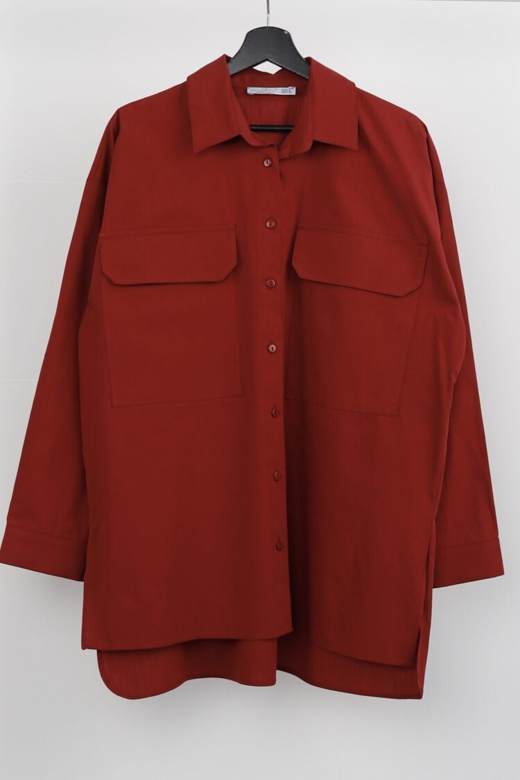 Red Polo Neck Shirt With Buttoned Closure - Brand: Cream Rouge - Women & Kids, Baby Clothes Wholesale - Globality Store