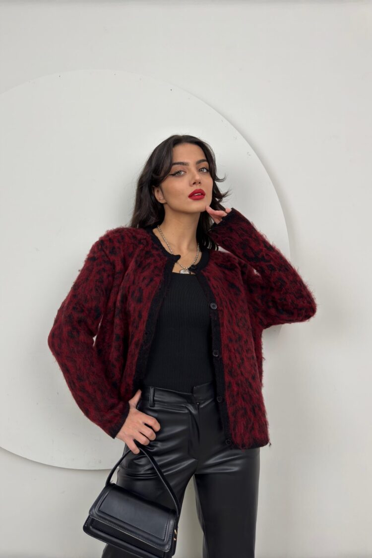 Cardigan With Animal Print - Buttoned Long Sleeve