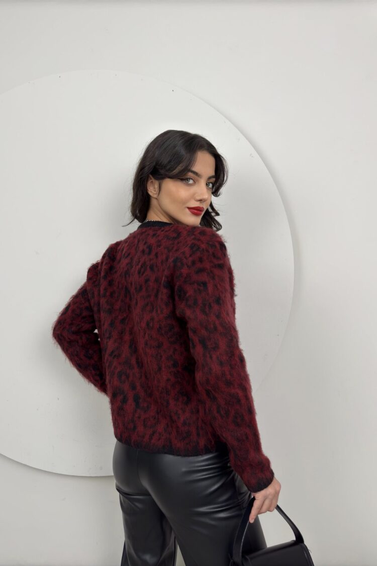 Cardigan With Animal Print - Buttoned Long Sleeve
