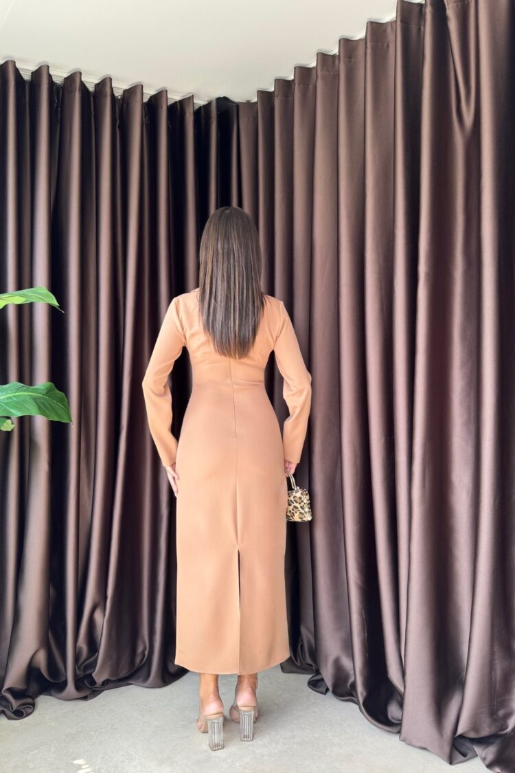 Brown Elegant Formal Sheath Dress