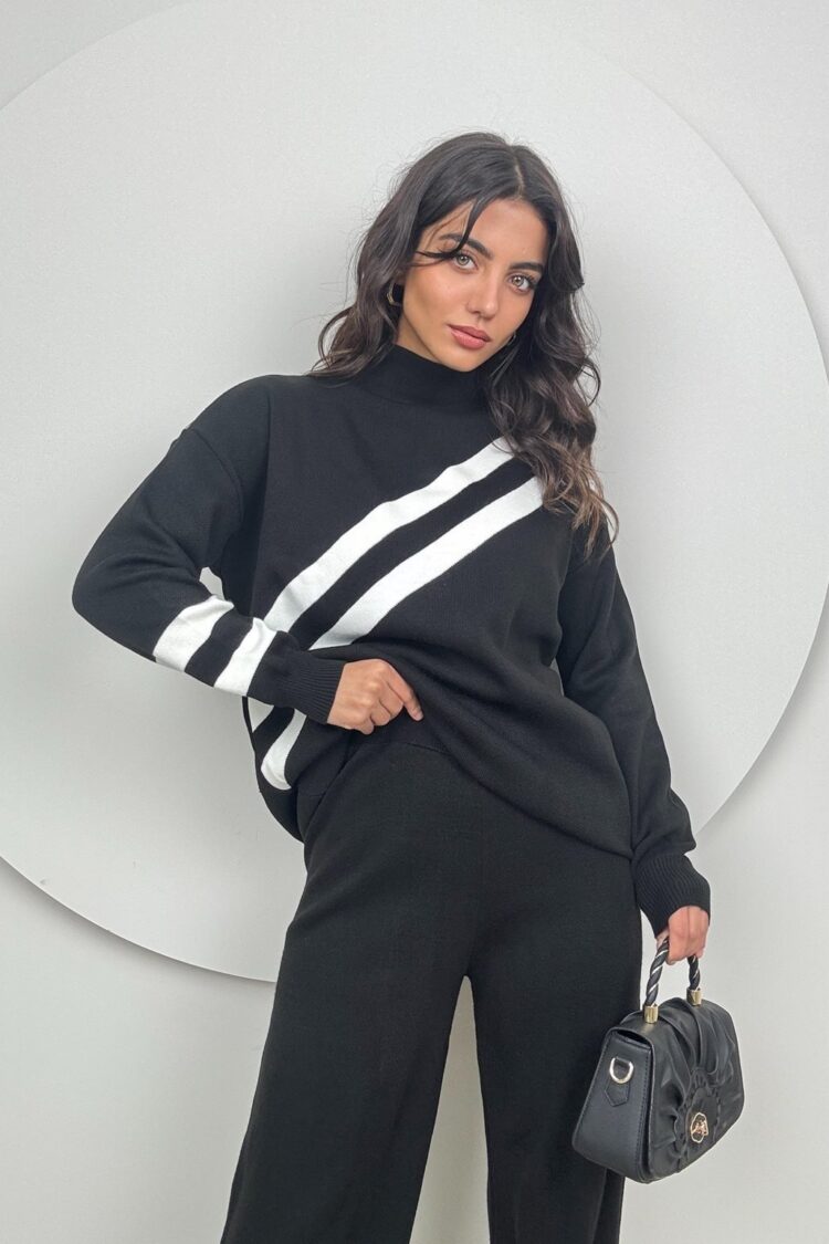 Black Casual Sport Streetwear Set