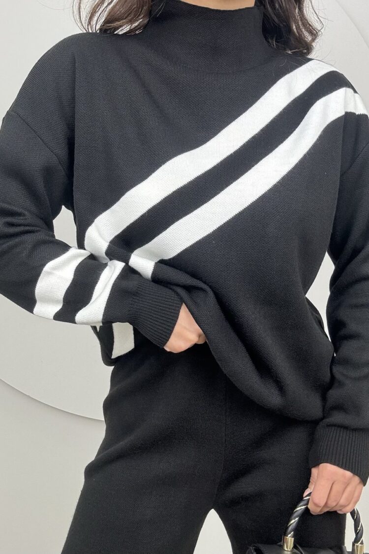 Black Casual Sport Streetwear Set
