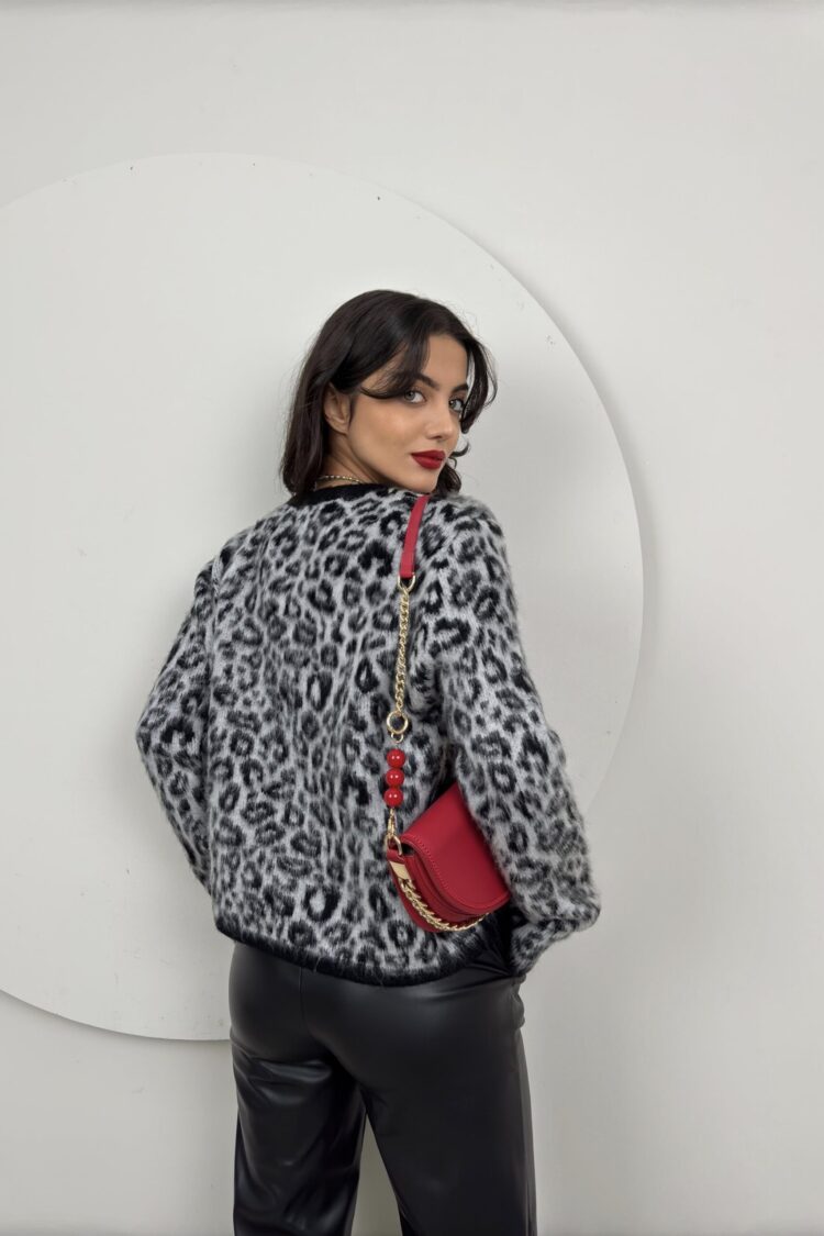 Black Animal Print Casual Cardigan