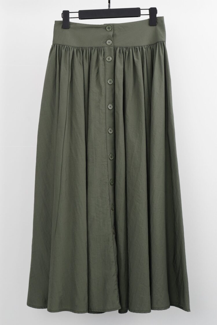 Green Flared Maxi Skirt With Buttoned Closure - Brand: Cream Rouge - Women & Kids, Baby Clothes Wholesale - Globality Store