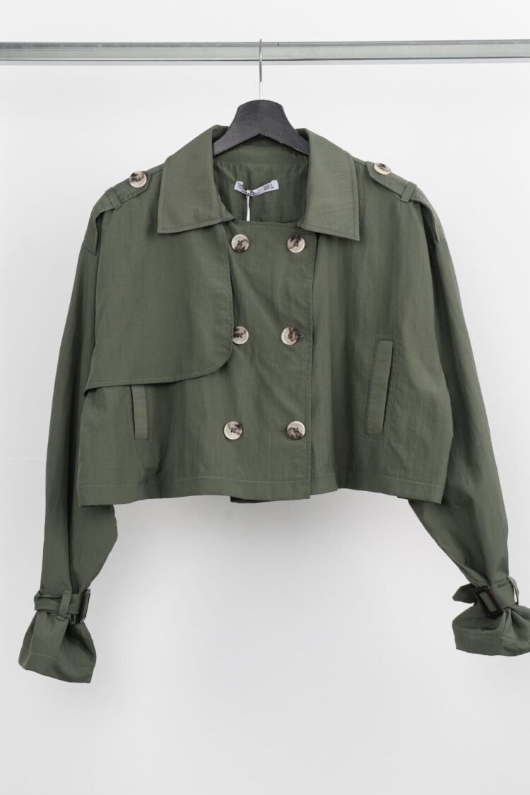 Green Oversized Single-Breasted Crop Coat - Brand: Cream Rouge - Women & Kids, Baby Clothes Wholesale - Globality Store