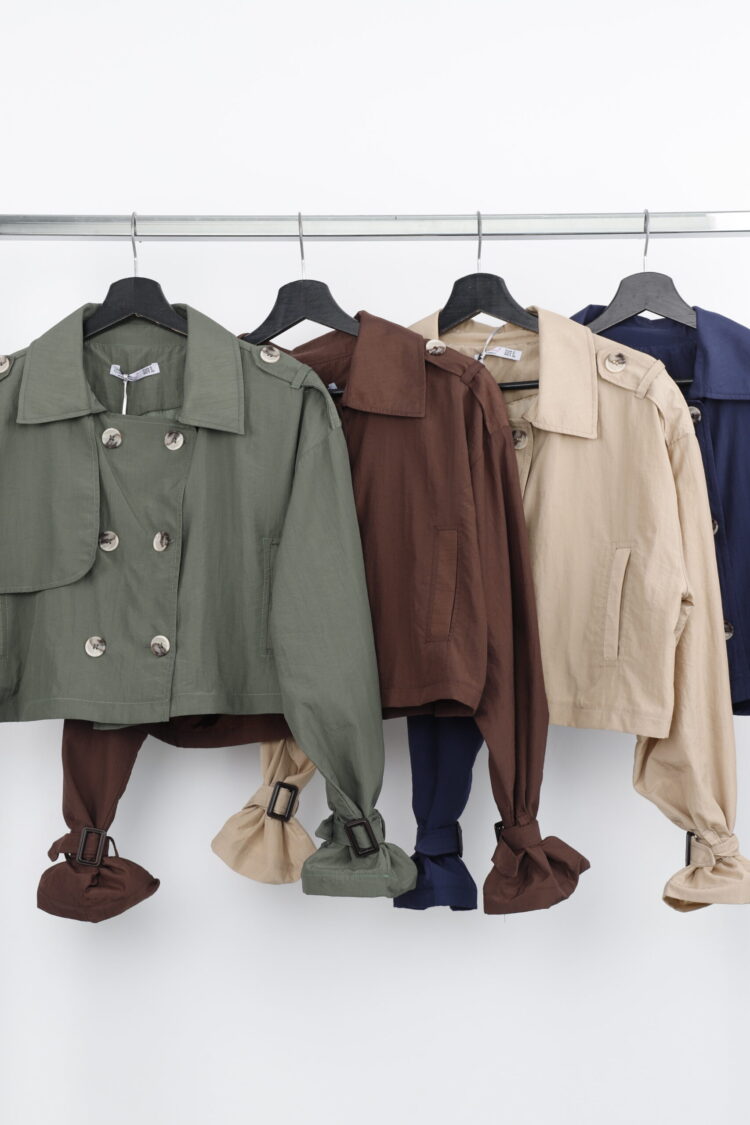 Green Oversized Single-Breasted Crop Coat