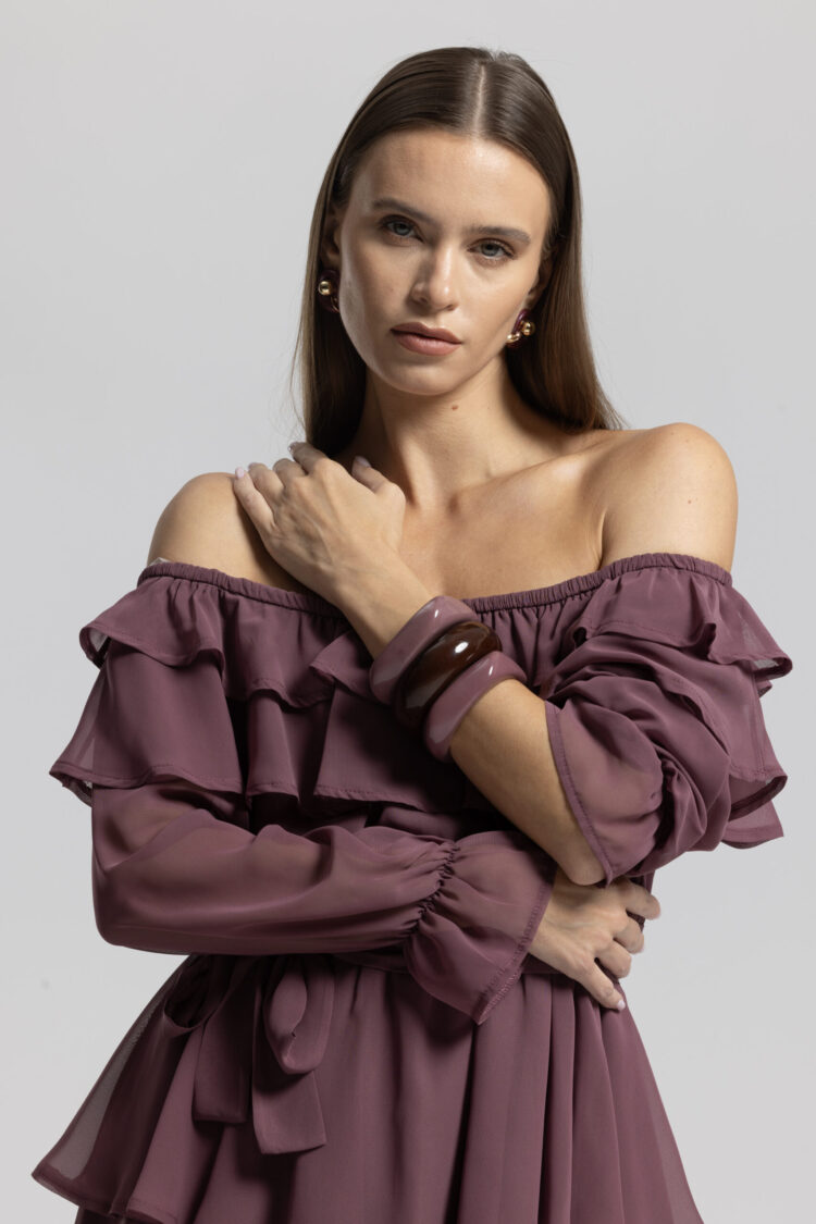 Black Elegant A-Line Mini Dress With Ruffle Sleeves