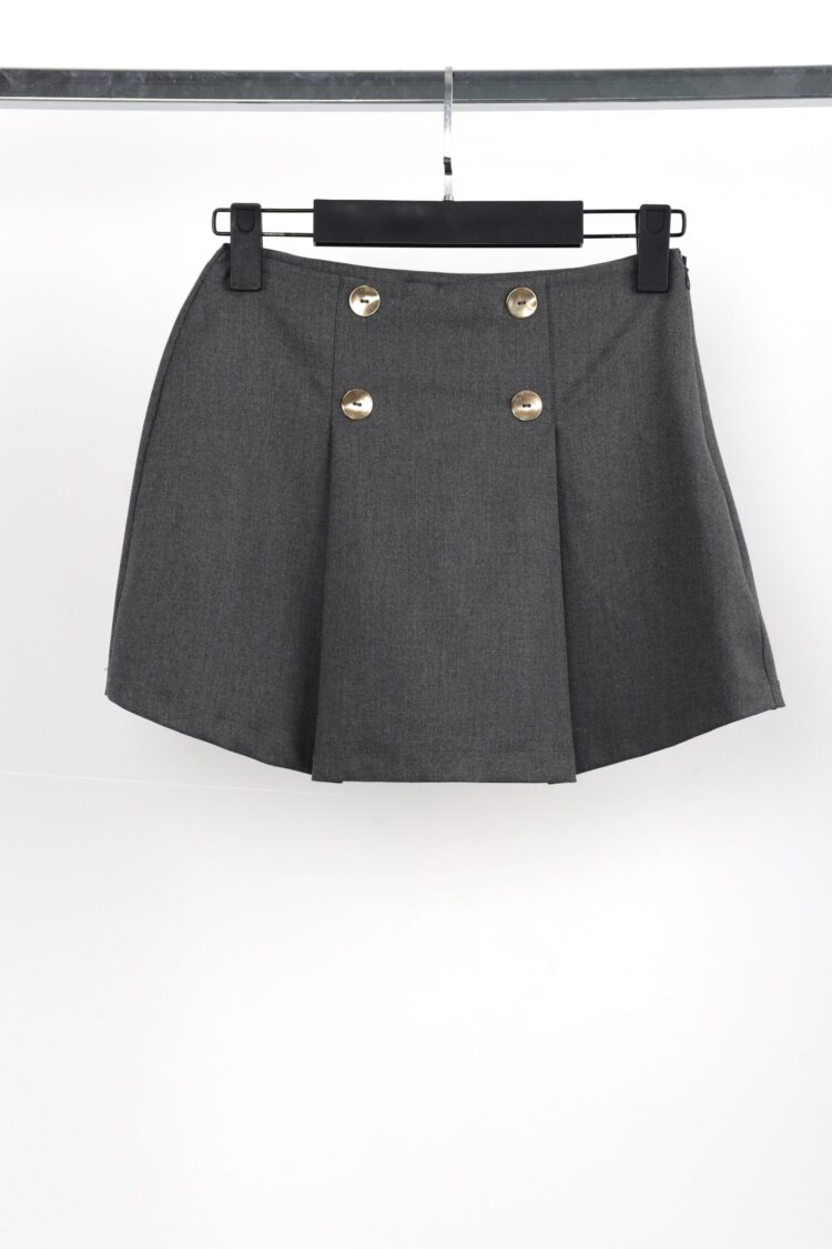 Grey Flared Mini Skirt Mid Waist Zip Up - Brand: Cream Rouge - Women & Kids, Baby Clothes Wholesale - Globality Store