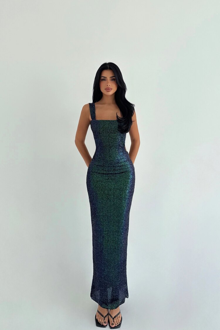 Mix Color Bodycon Dress With Sequined Glam - Brand: EYYO ATELIER - Women & Kids, Baby Clothes Wholesale - Globality Store