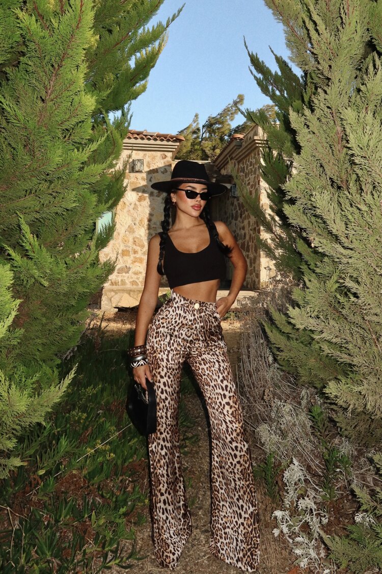 Brown Palazzo Pants High Waist Wide Leg