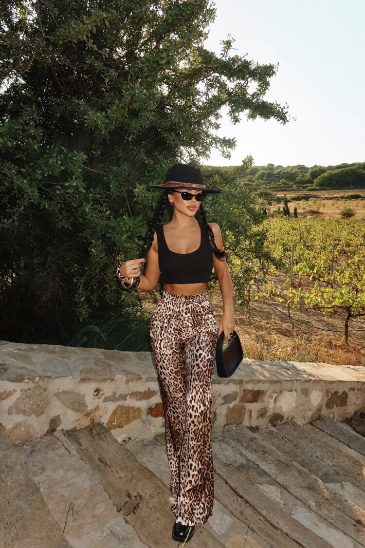 Brown Palazzo Pants High Waist Wide Leg
