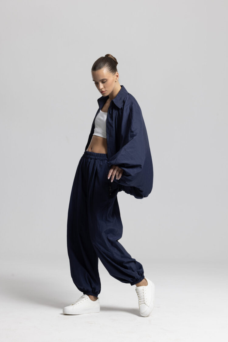 Navy Blue Sporty Oversized Shacket Coat