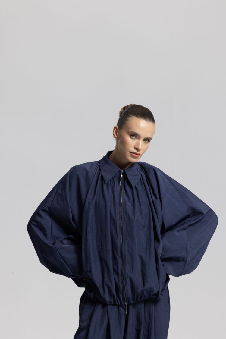 Navy Blue Sporty Oversized Shacket Coat