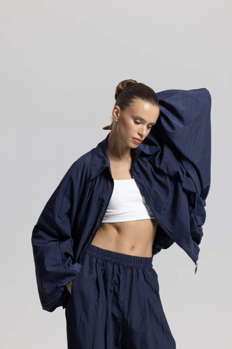 Navy Blue Sporty Oversized Shacket Coat