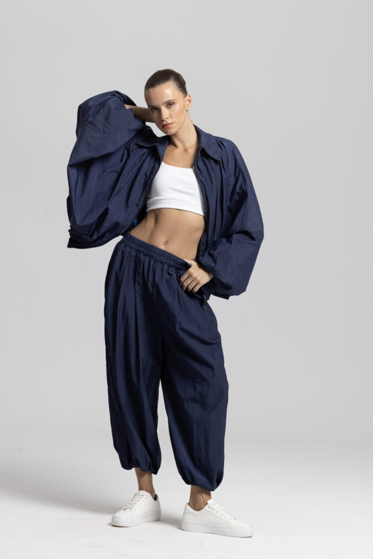 Navy Blue Sporty Oversized Shacket Coat