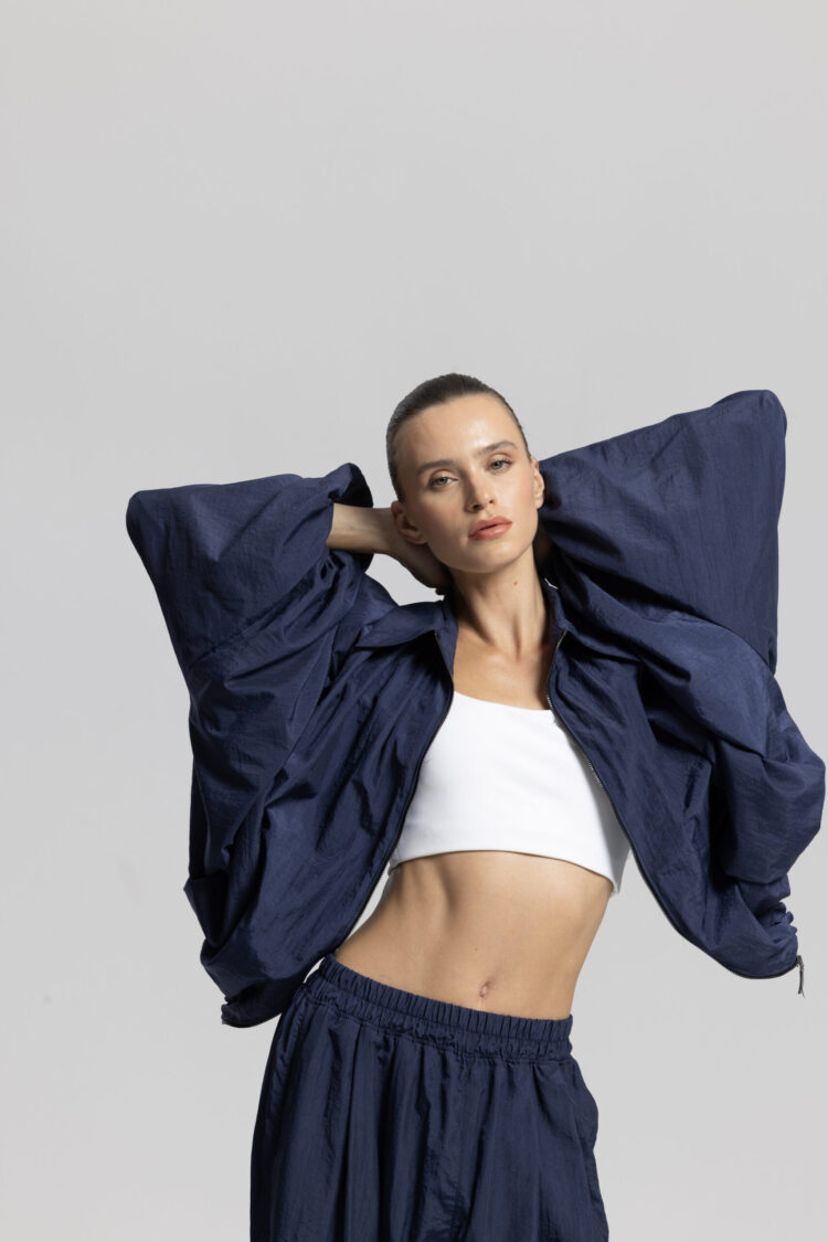Navy Blue Sporty Oversized Shacket Coat
