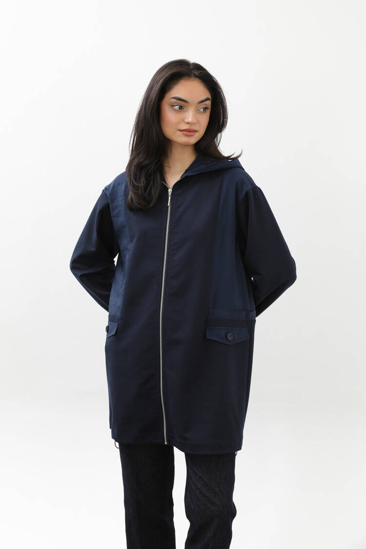 Navy Blue Oversized Casual Zip Up Tunic - Brand: Puane - Women & Kids, Baby Clothes Wholesale - Globality Store