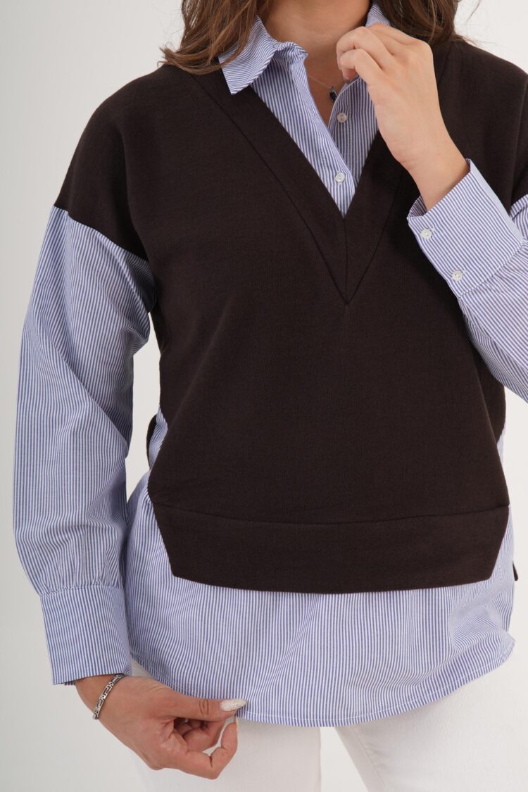 Brown Preppy Casual Elegant Blouse