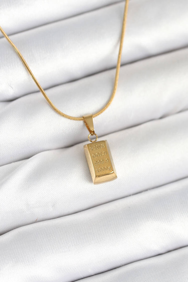 316l Steel Gold Color Mini Ingot Gold Model Necklace - Brand: Ebijuteri - Women & Kids, Baby Clothes Wholesale - Globality Store