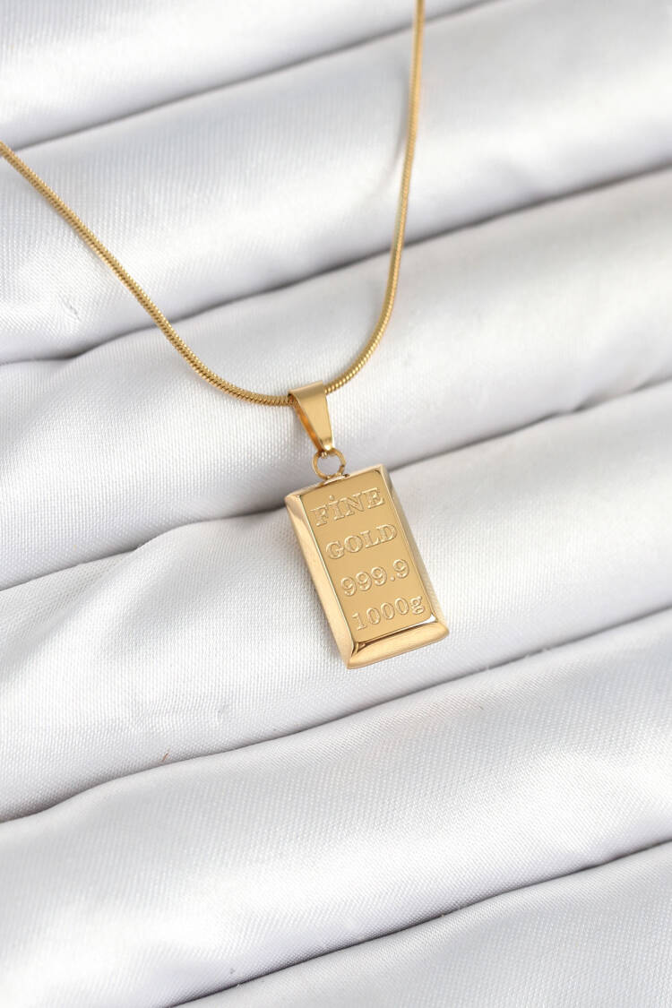 316l Steel Gold Color Ingot Gold Model Necklace - Brand: Ebijuteri - Women & Kids, Baby Clothes Wholesale - Globality Store