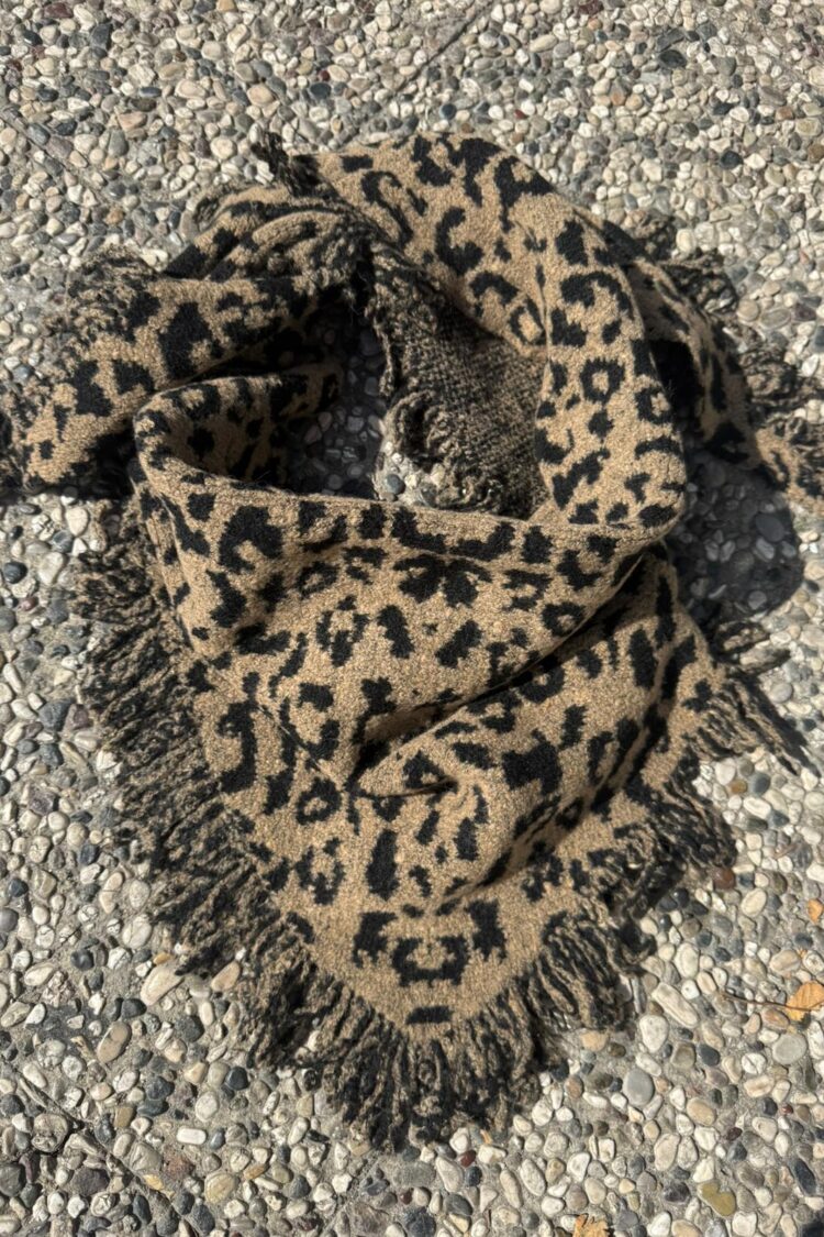 Brown Animal Print Shawl For Fall And Winter