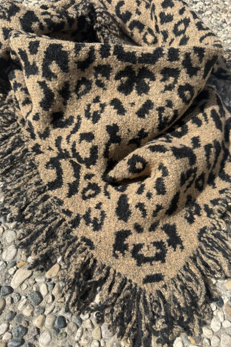 Brown Animal Print Shawl For Fall And Winter