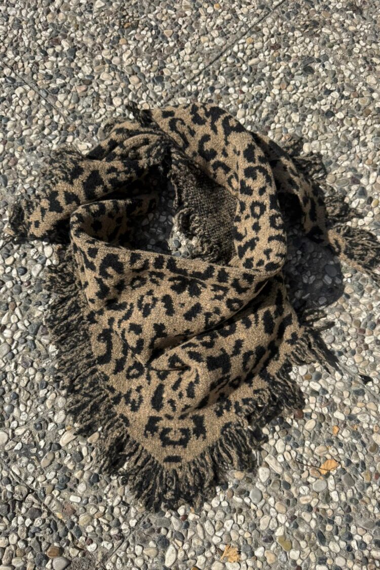 Brown Animal Print Shawl For Fall And Winter