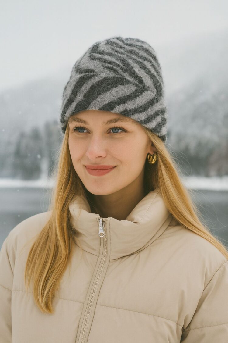 Grey Zebra Print Beret - Casual Vintage Streetwear Style - Brand: Axesoire - Women & Kids, Baby Clothes Wholesale - Globality Store