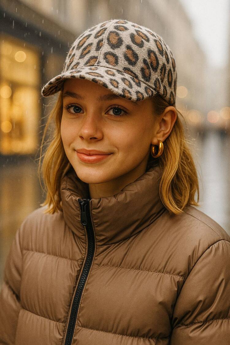 Brown Hat With Leopard Print - Casual Vintage Style - Brand: Axesoire - Women & Kids, Baby Clothes Wholesale - Globality Store