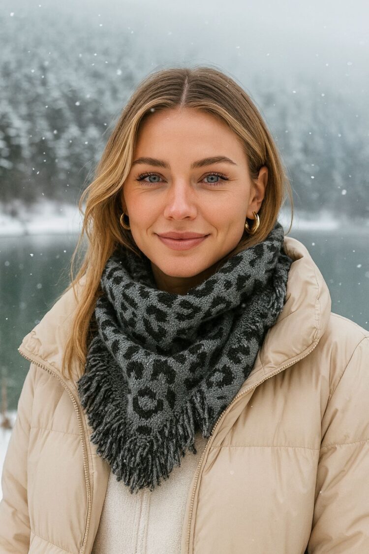 Grey Animal Print Shawl For Fall & Winter - Brand: Axesoire - Women & Kids, Baby Clothes Wholesale - Globality Store