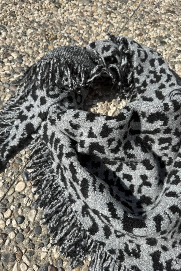 Grey Animal Print Shawl For Fall & Winter