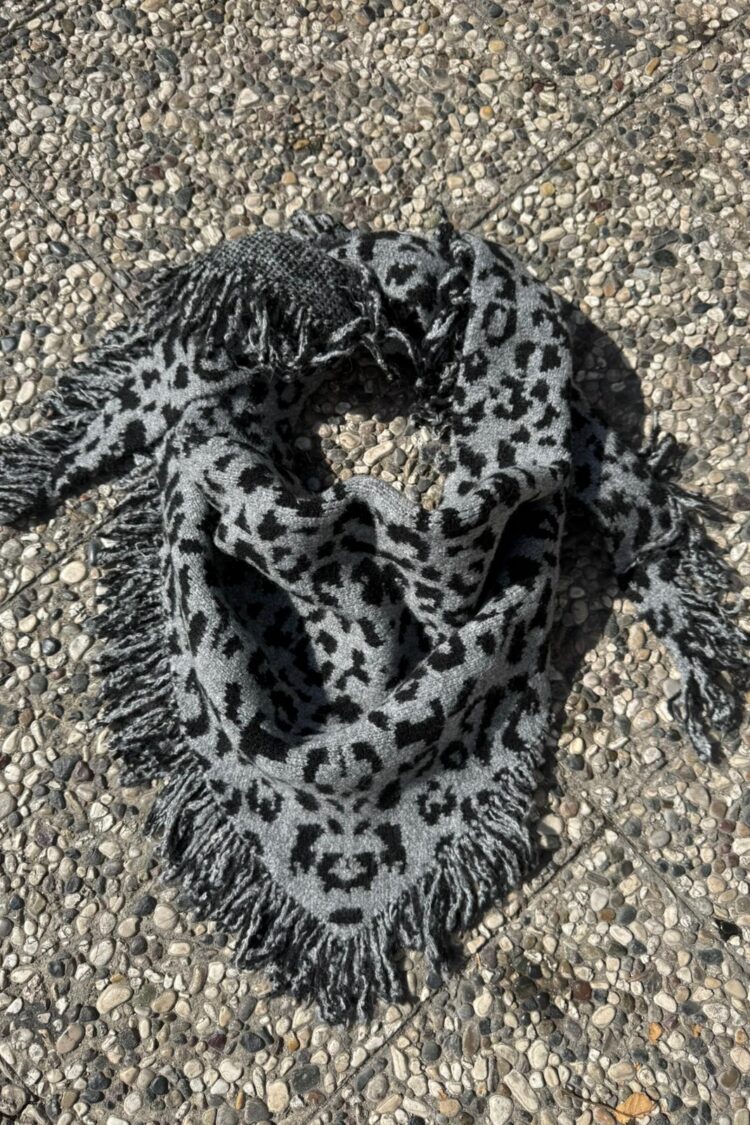 Grey Animal Print Shawl For Fall & Winter