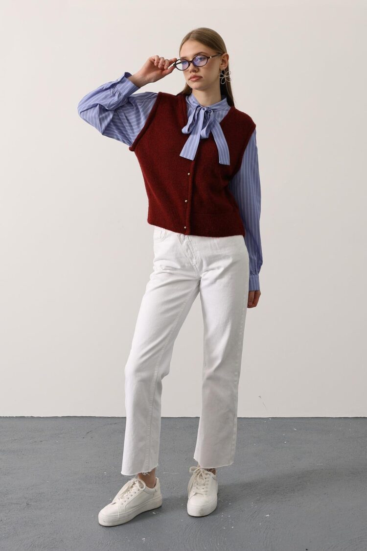 Casual Buttoned Shirt With High Neck