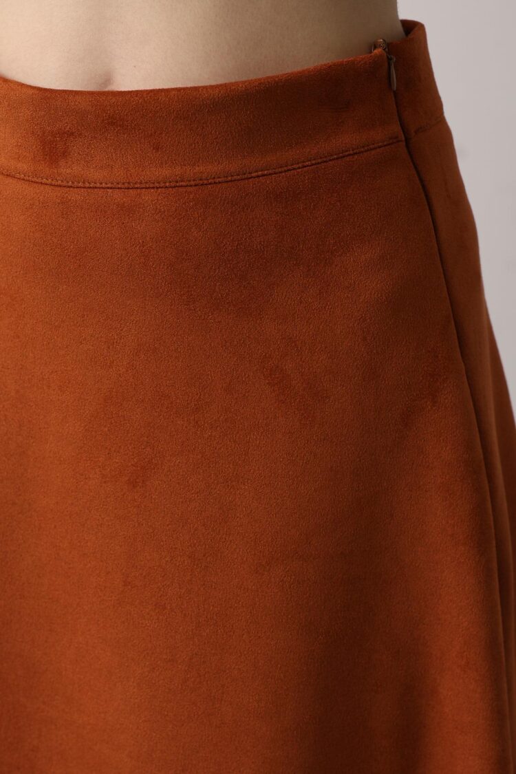 Brown Elegant Flared Maxi Skirt With Mid Waist
