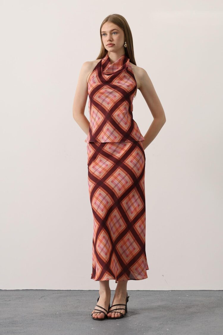 Pink Retro Elegant Slim Fit Set