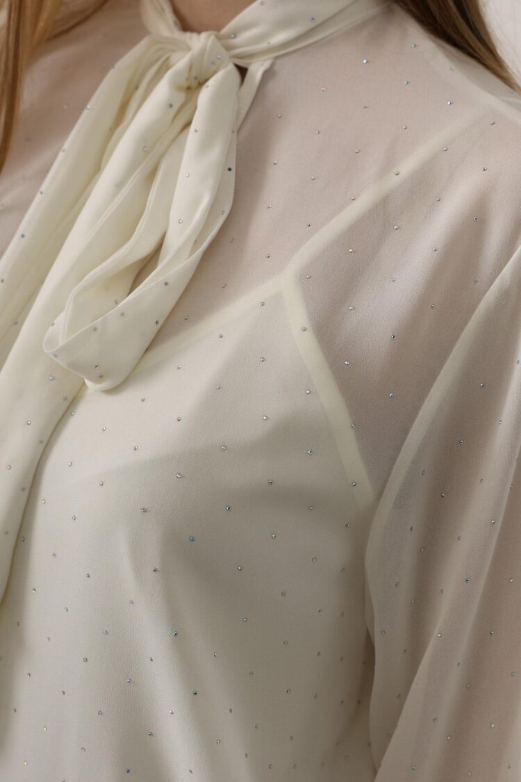 White Elegant Polka Dot Blouse