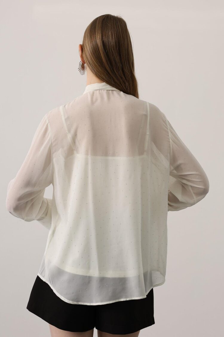 White Elegant Polka Dot Blouse
