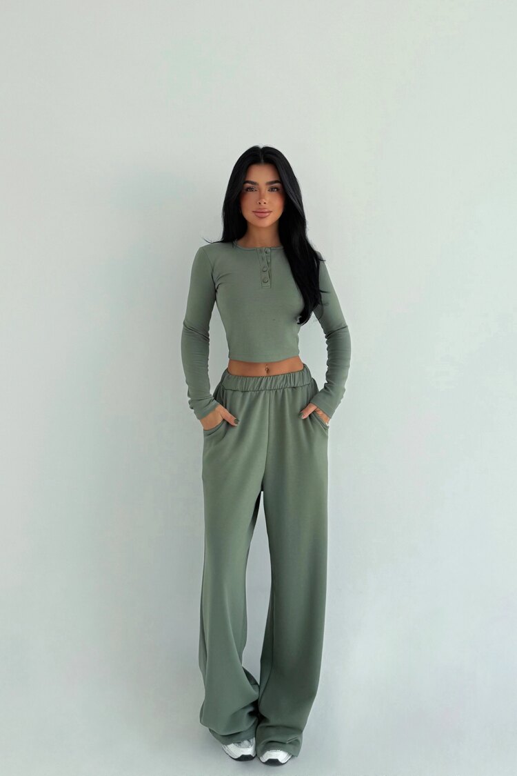 Green Casual Sport Streetwear Set - Brand: EYYO ATELIER - Women & Kids, Baby Clothes Wholesale - Globality Store