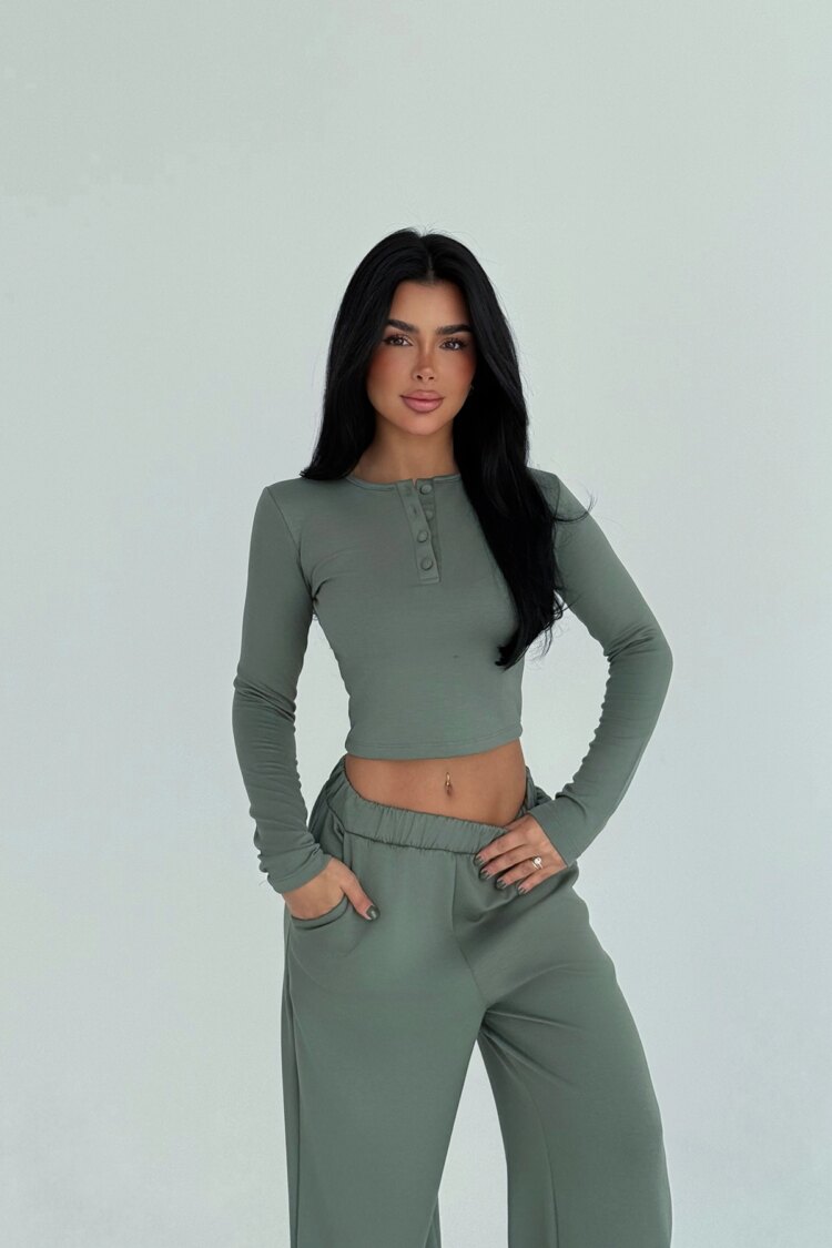 Green Casual Sport Streetwear Set
