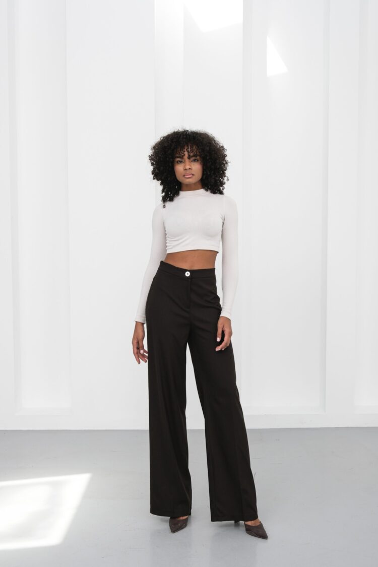Black Elegant Formal Palazzo Pants