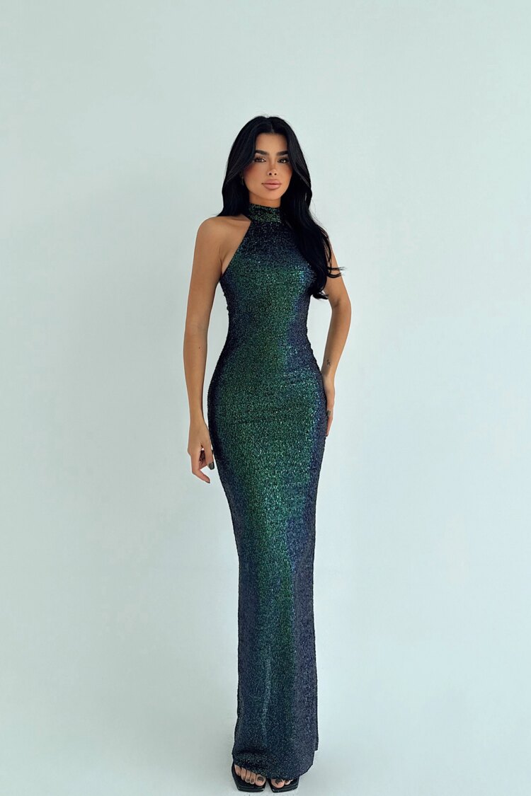 Mix Color Sequined Sleeveless Sheath Dress