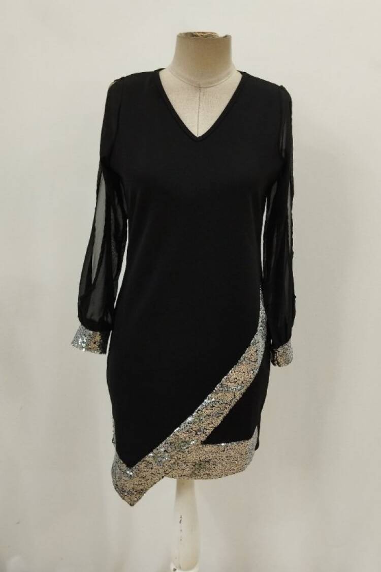 Sequined Bodycon Mini Dress With V-Neck