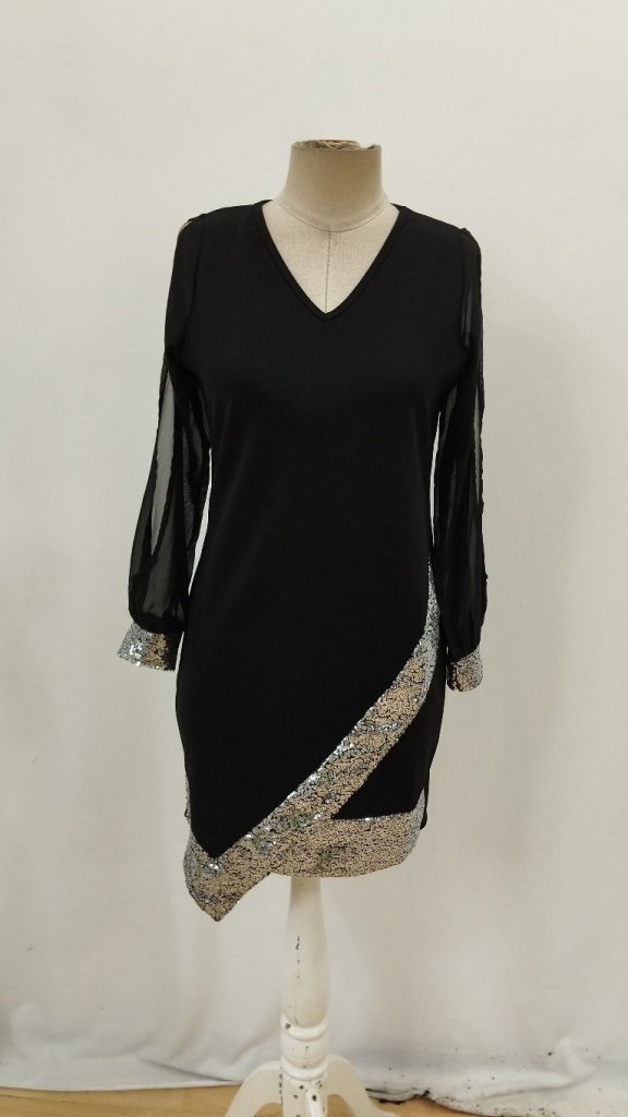 Sequined Bodycon Mini Dress With V-Neck