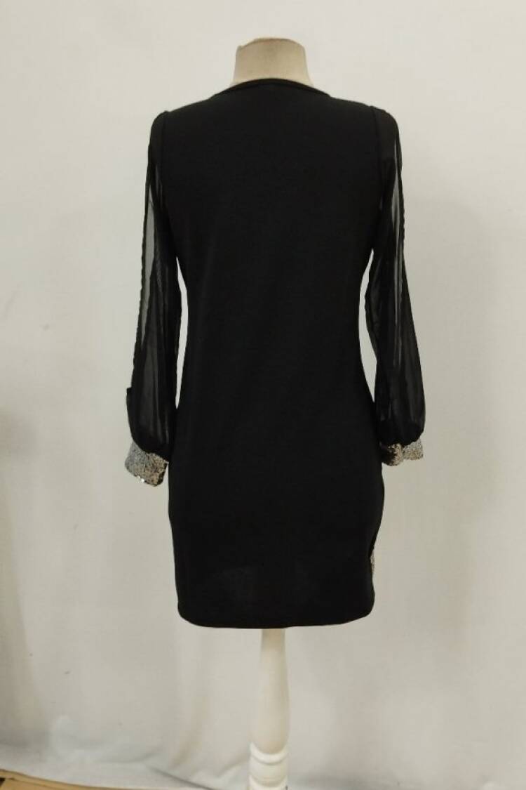Sequined Bodycon Mini Dress With V-Neck