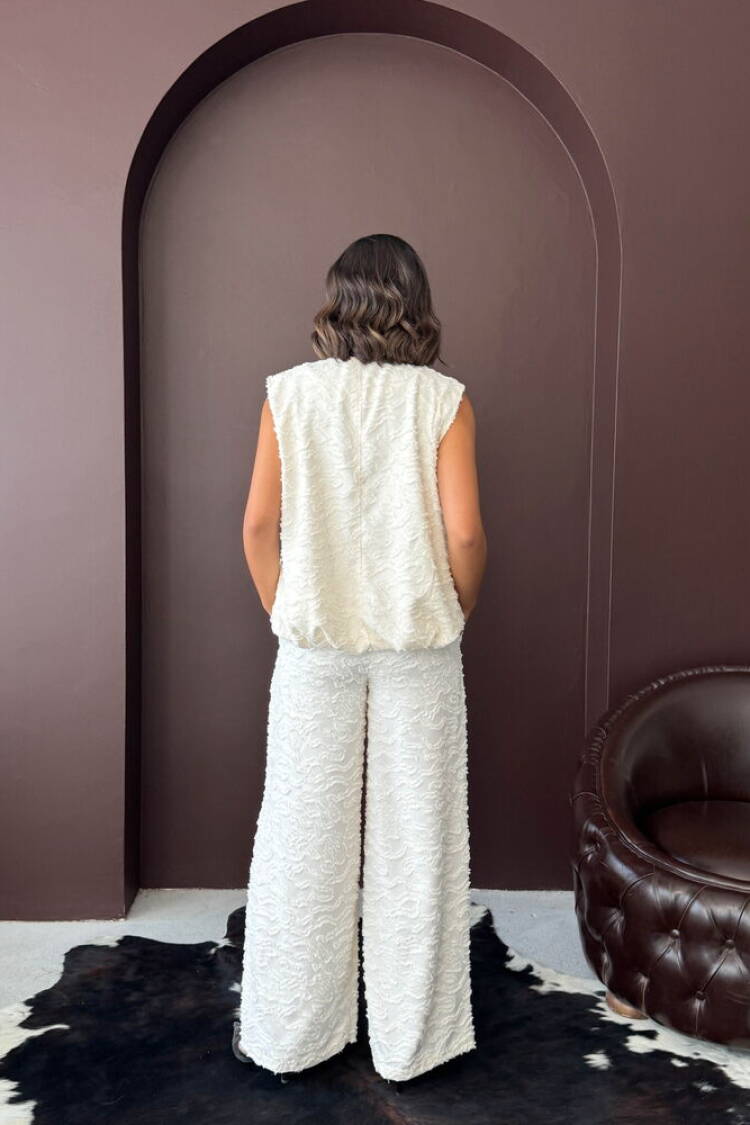 White Palazzo Pants With Wide Leg And Mid Waist