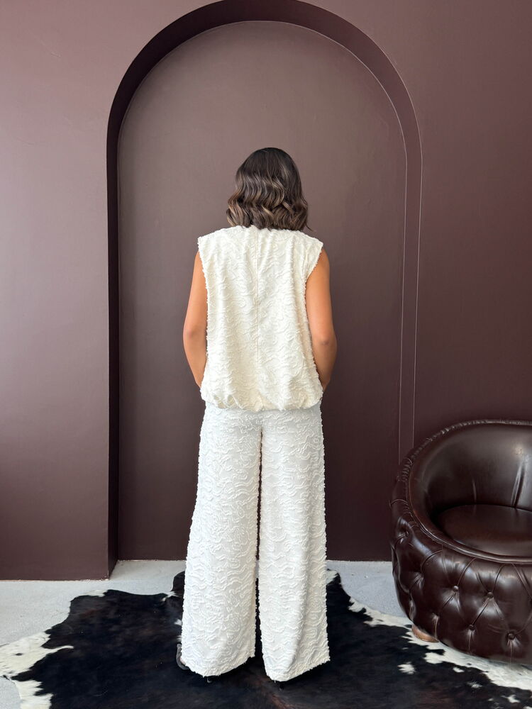 White Palazzo Pants With Wide Leg And Mid Waist