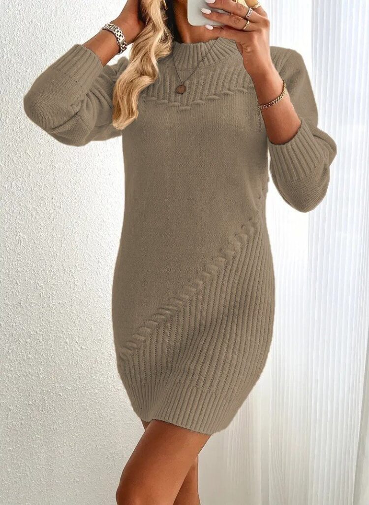 Sweater Dress Mini High Neck Casual Elegant